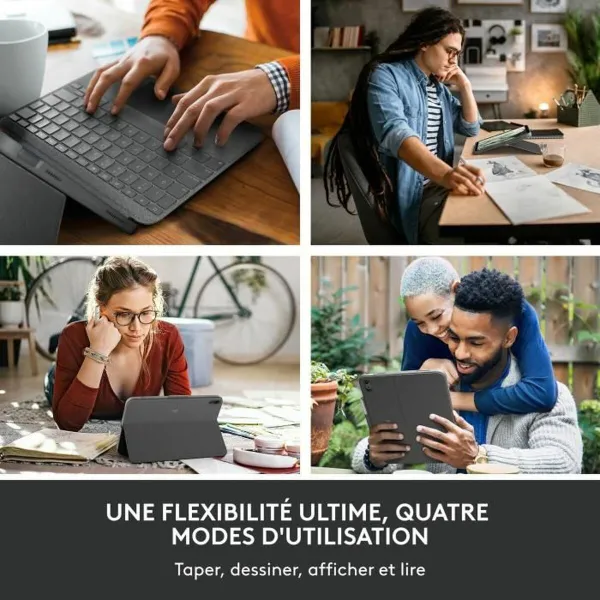 Bluetooth klaviatūra su atrama planšetei Logitech Combo Touch Pilka Prancūzų AZERTY