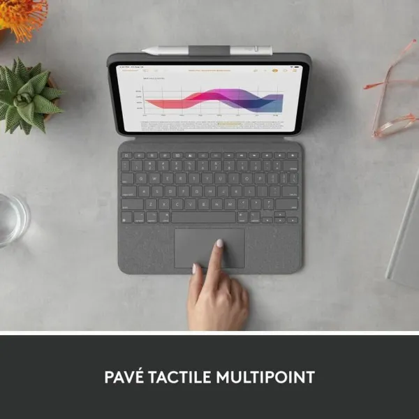 Bluetooth klaviatūra su atrama planšetei Logitech Combo Touch Pilka Prancūzų AZERTY