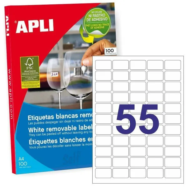 Printer Labels Apli White 100 Sheets 36,8 x 23,8 mm (5 Units)