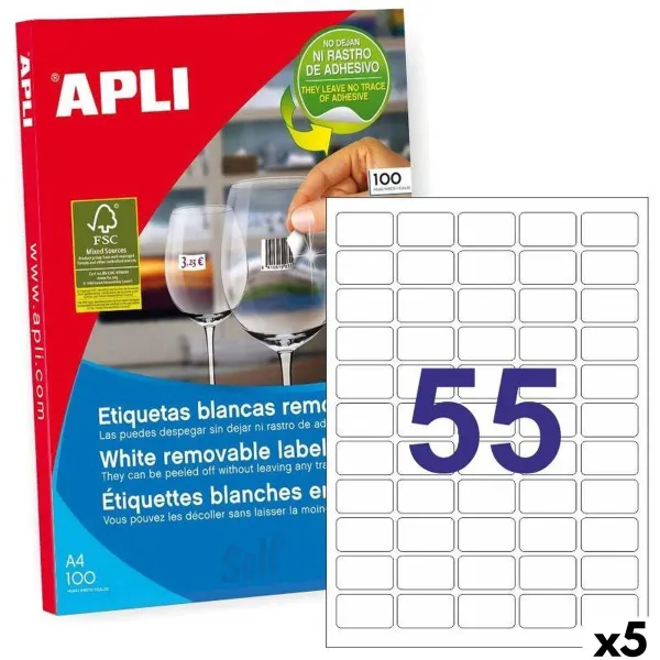 Printer Labels Apli White 100 Sheets 36,8 x 23,8 mm (5 Units)