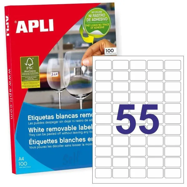 Printer Labels Apli White 100 Sheets 36,8 x 23,8 mm (5 Units)