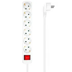 Strāvas virtene - 6 ligzdas ar Slēdzi Aisens Balts (1,4 m) (25 gb.)