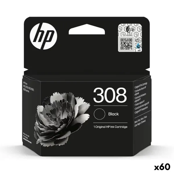Original Ink Cartridge HP Nº 308 Black (60 Units)