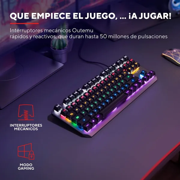 Žaidimų klaviatūra Trust 24407 Juoda Ispaniška Qwerty