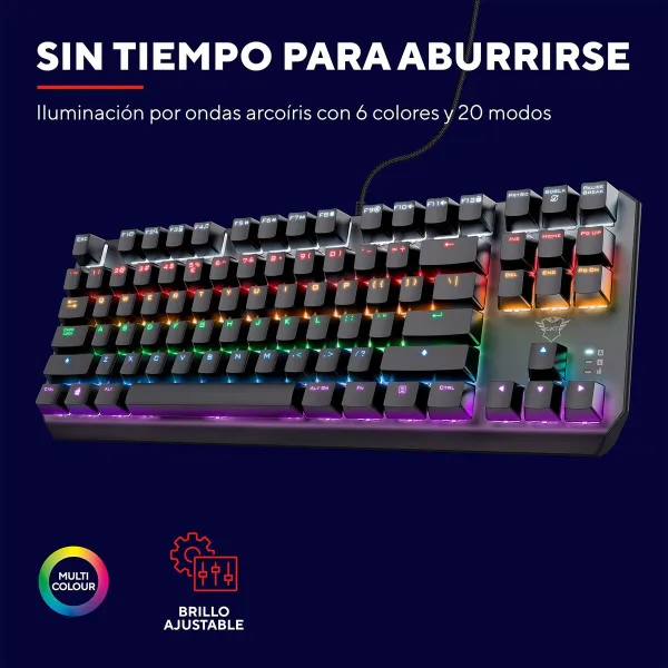 Žaidimų klaviatūra Trust 24407 Juoda Ispaniška Qwerty