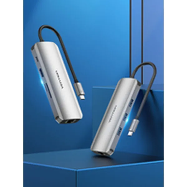 USB-keskitin Vention TOKHB 100 W Hopeinen