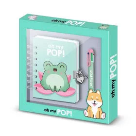 Spiral Notebook with Pen Oh My Pop! Turquoise 24 x 23 x 2,5 cm A5