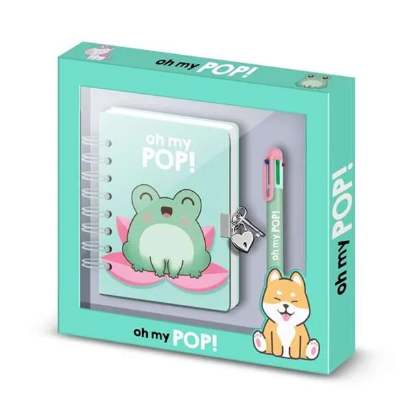 Spiral Notebook with Pen Oh My Pop! Turquoise 24 x 23 x 2,5 cm A5