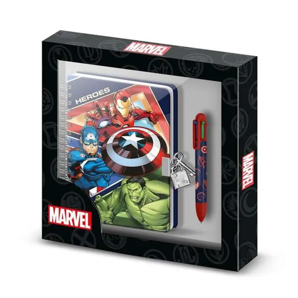 Spiral Notebook with Pen The Avengers Blue 24 x 23 x 2,5 cm A5
