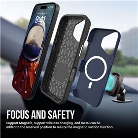 Dėklas Perfectionists Triangle Mag Case Apple iPhone 16 Plus tamsiai mėlynas