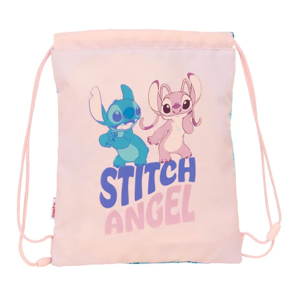 Kuprinė su virvutėmis Lilo & Stitch Ohana Mėlyna Rožinė 26 x 34 x 1 cm