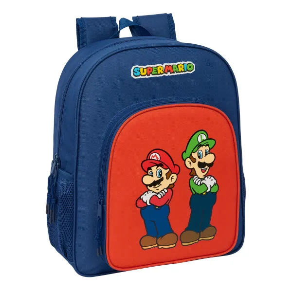 Mokyklinis krepšys Super Mario Mamma mia Raudona Tamsiai mėlyna 32 x 38 x 12 cm