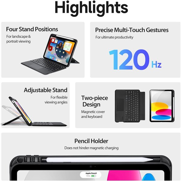 Case with keyboard Dux Ducis DK Apple iPad Air 13 2024/iPad Air 13 2025/iPad Pro 12.9 2018/2020/2021/2022 black