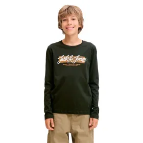 Vaikiški marškinėliai ilgomis rankovėmis Jack & Jones Jjurban Ls Crew Neck Juoda