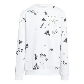 Tyttöjen huputon pusero Adidas Jg Bluv Q3Sweat Valkoinen