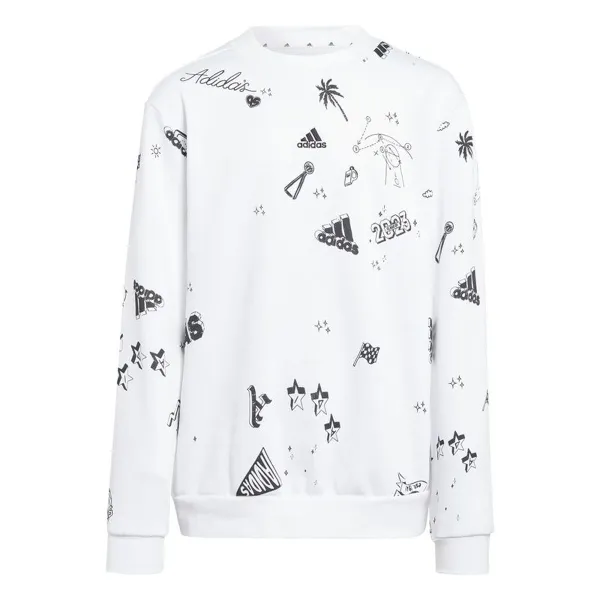 Tyttöjen huputon pusero Adidas Jg Bluv Q3Sweat Valkoinen