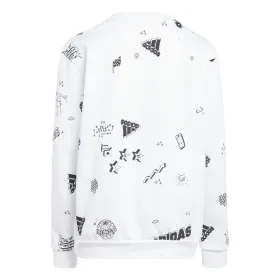 Tyttöjen huputon pusero Adidas Jg Bluv Q3Sweat Valkoinen