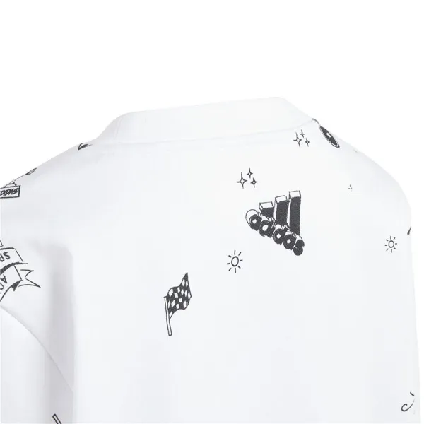 Tyttöjen huputon pusero Adidas Jg Bluv Q3Sweat Valkoinen