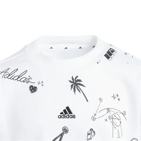 Tyttöjen huputon pusero Adidas Jg Bluv Q3Sweat Valkoinen