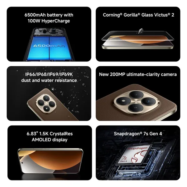 Smartphone Xiaomi REDMI NOTE 15 PRO PLUS 6,83" Octa Core Qualcomm Snapdragon 7s Gen 4 8 GB RAM 256 GB Brown