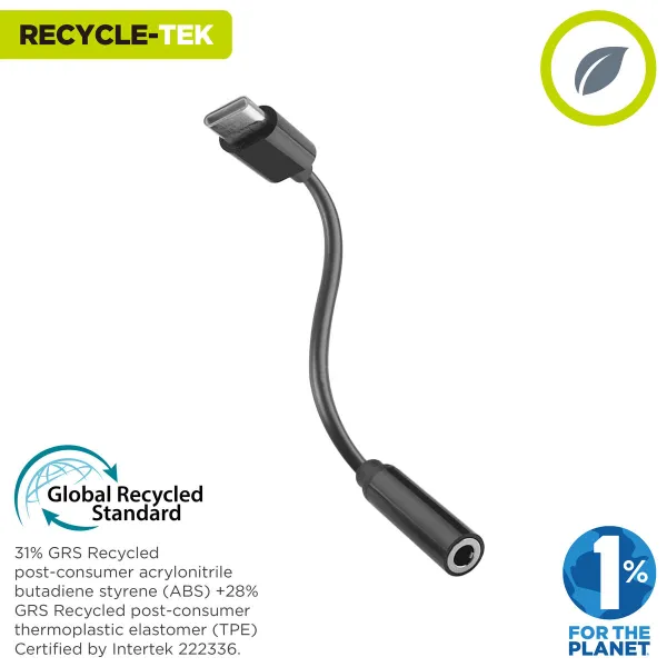 USB-C – Jack 3.5 mm adapteris Muvit for Change JDS-C35 Juoda