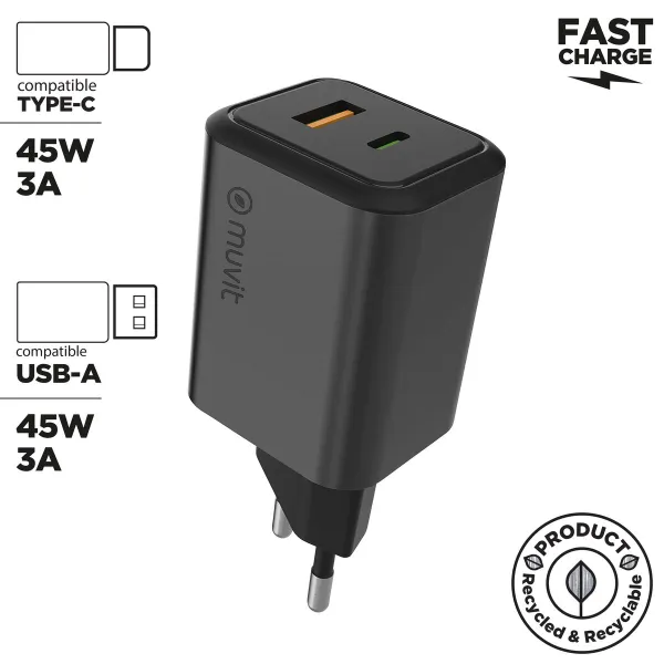 Wall Charger Muvit WCEU66-45-AC White 45 W