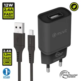 Sieninis įkroviklis Muvit for Change Juoda 12 W (2 vnt.)