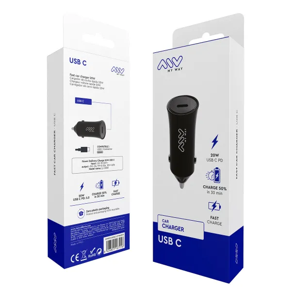 Automobilinis įkroviklis Myway Juoda 20 W