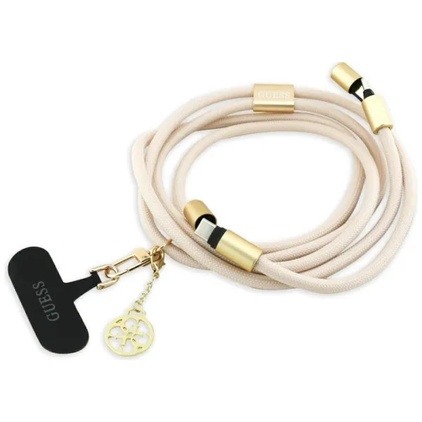 Guess Crossbody Strap 4G Charm - Universal Phone Strap / USB-C to USB-C Cable 1.5m (Beige)