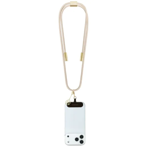 Guess Crossbody Strap 4G Charm - Universal Phone Strap / USB-C to USB-C Cable 1.5m (Beige)