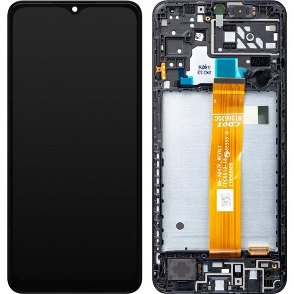 LCD screen Samsung A047 A04s with touch screen and frame original Black (service pack)