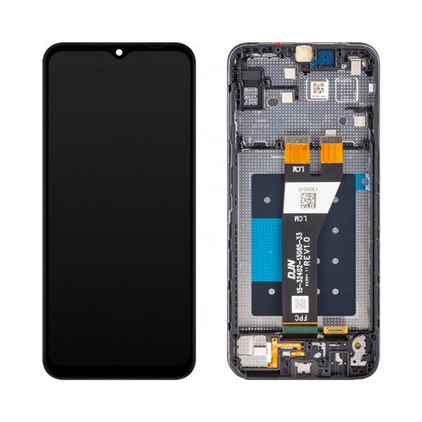 Ekranas Samsung A146 A14 5G su lietimui jautriu stikliuku ir rėmeliu originalus Black (service pack)