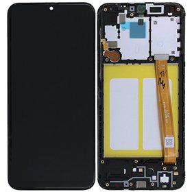 LCD screen Samsung A202 A20e with touch screen and frame original Black (service pack)