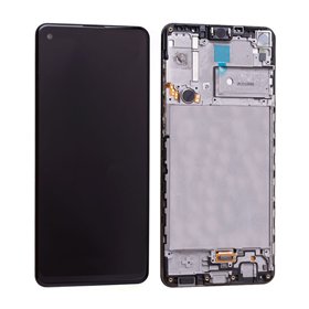 LCD screen Samsung A217F A21s with touch screen and frame original Black (service pack)