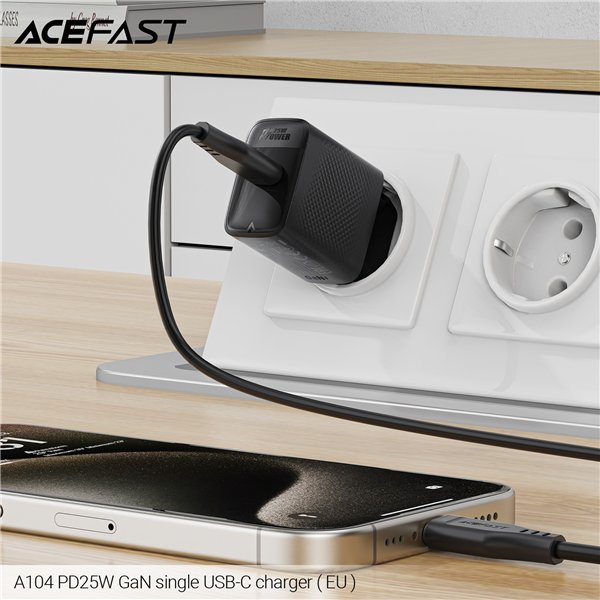 Charger Acefast A104 25W GaN USB-C black