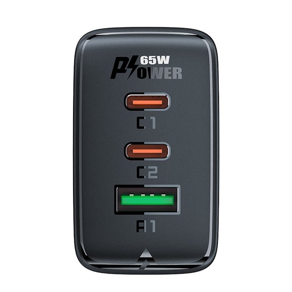 Charger Acefast A41 65W GaN 2xUSB-C/USB-A black