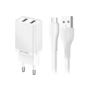Charger Awei C15T-EU 10W 2xUSB-A + USB-A to USB-C cable 1.0m white