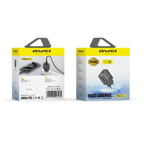Charger Awei PD61-EU 20W USB-C black