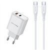 Charger Awei PD81C-EU 22.5W USB-A/USB-C + USB-C to USB-C cable 1.0m white
