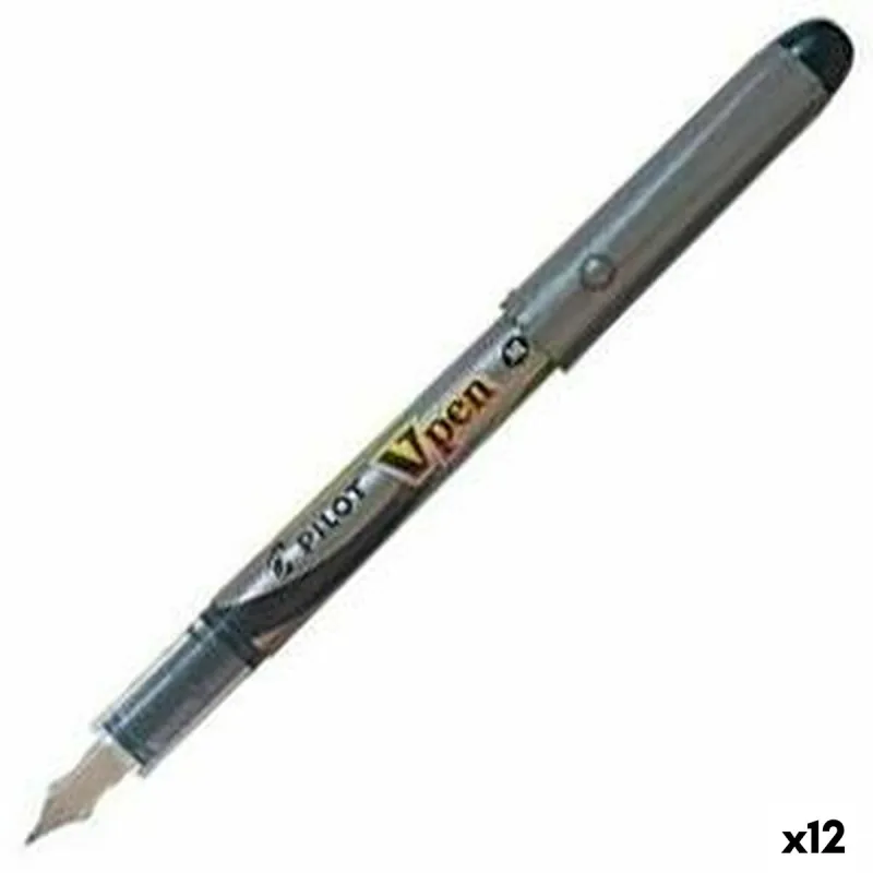 Liquid ink pen Pilot V Pen Disposable Calligraphy Pen Black Steel 0,4 mm (12 Units)