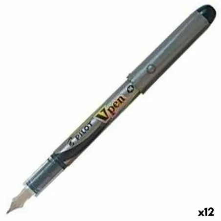 Ручка с жидкими чернилами Pilot V Pen Одноразовая Перо для каллиграфии Чёрный Сталь 0,4 mm (12 штук)