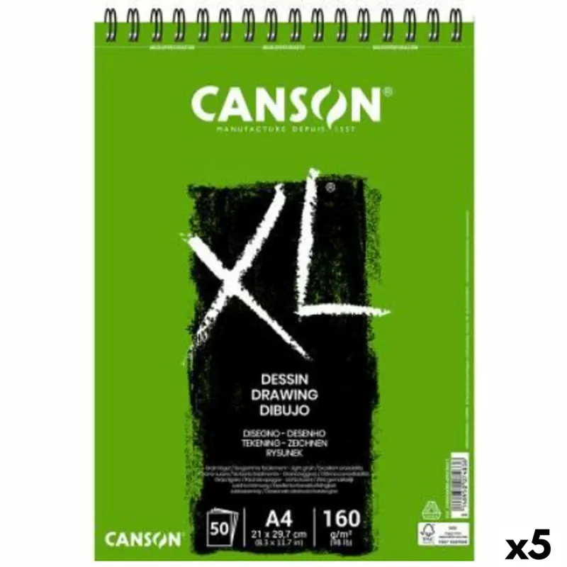 Piirustusalusta Canson XL Drawing Valkoinen A4 5 osaa 50 Levyt 160 g/m2