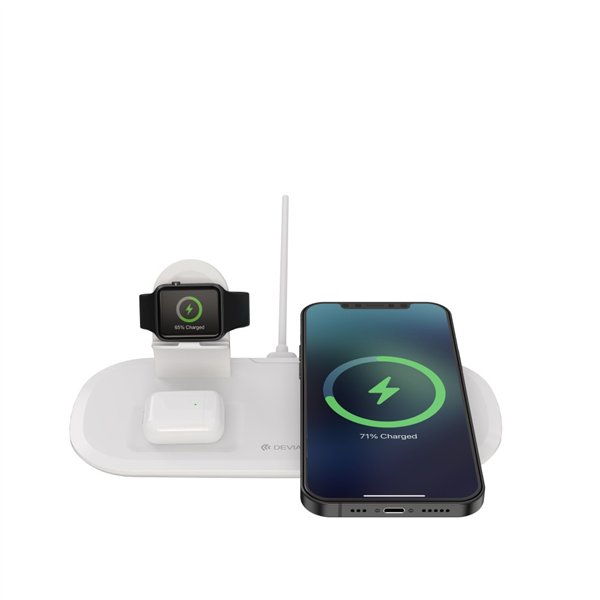 Wireless charging Devia 3in1 Smart Phone, Apple Watch, Airpods white