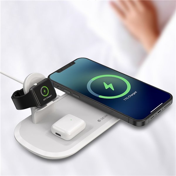Wireless charging Devia 3in1 Smart Phone, Apple Watch, Airpods white