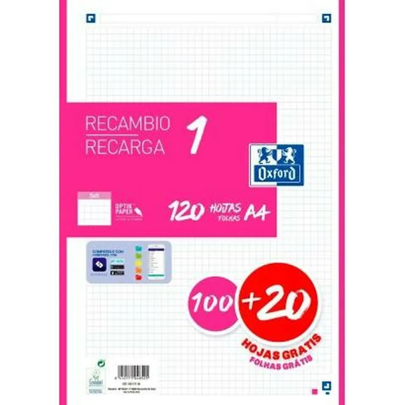 Bloknotas Oxford Classic Fuksija A4 120 Paklodės