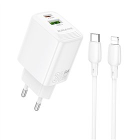 Charger Borofone BN29 30W USB-C/USB-A + USB-C to Lightning cable 1.0m white