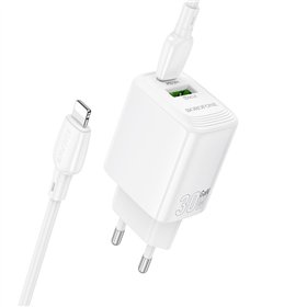 Charger Borofone BN29 30W USB-C/USB-A + USB-C to Lightning cable 1.0m white