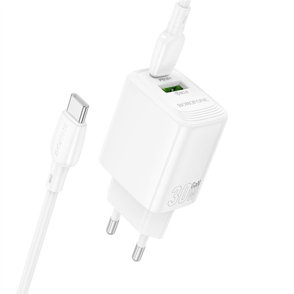 Charger Borofone BN29 30W USB-C/USB-A + USB-C to USB-C cable 1.0m white
