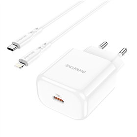 Charger Borofone BN3 20W USB-C + USB-C to Lightning cable 1.0m white