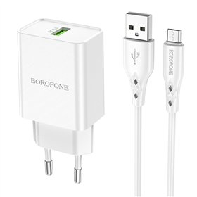 Charger Borofone BN5 18W USB-A + USB-A to MicroUSB cable 1.0m white
